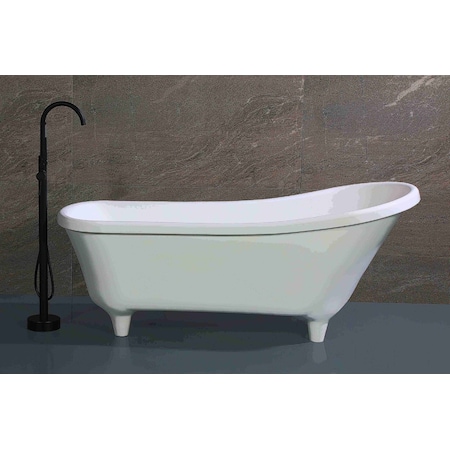 Alfi Brand 67" White Matte Clawfoot Solid Surface Resin Bathtub AB9960
